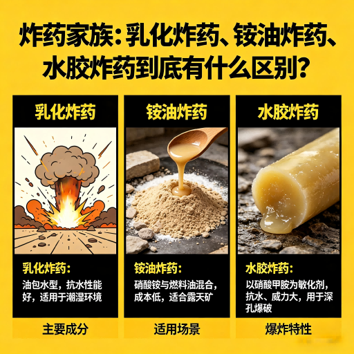 沉湖管委会炸药家族：乳化炸药、铵油炸药、水胶炸药到底有什么区别？